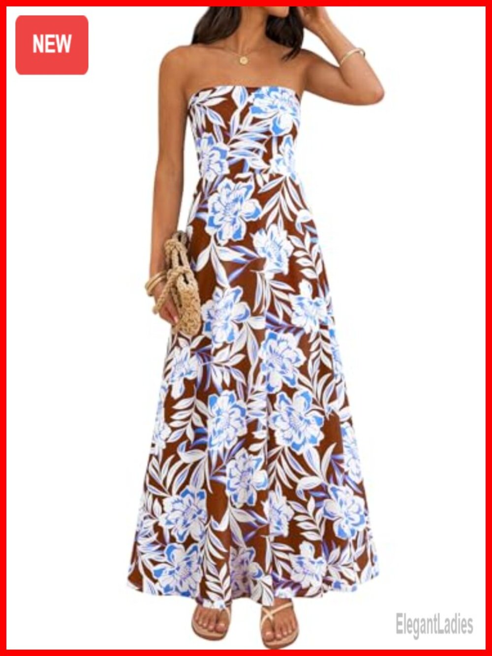PRETTYGARDEN Sleeveless Floral Maxi Dress Strapless Tube Top Backless